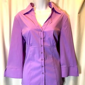 Como Stretch Lavender / Lilac Fitted Tailored Blouse Size Large